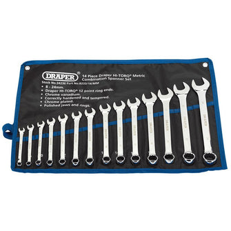 Draper Tools Metric Combination Spanner Set (14 Piece)