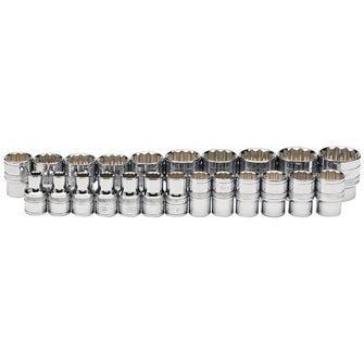 Draper Tools 1/2 Sq. Dr. Loose Metric Polished Chrome Sockets (23 piece)