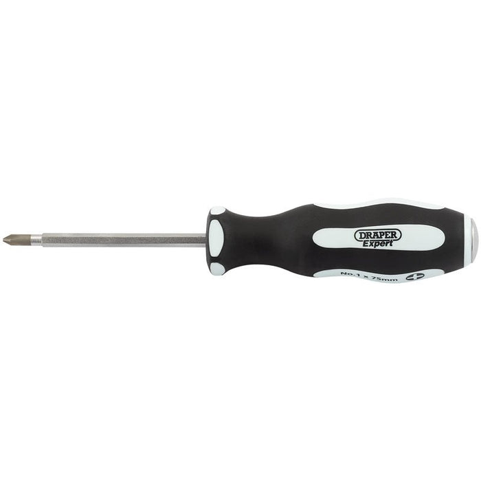 Draper Tools Pound Thru Cross Slot No:1 x 75mm Soft Grip Screwdriver