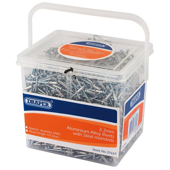 Draper Tools Tub of 2000 (Approx) 3.2mm Diameter Blind Rivets