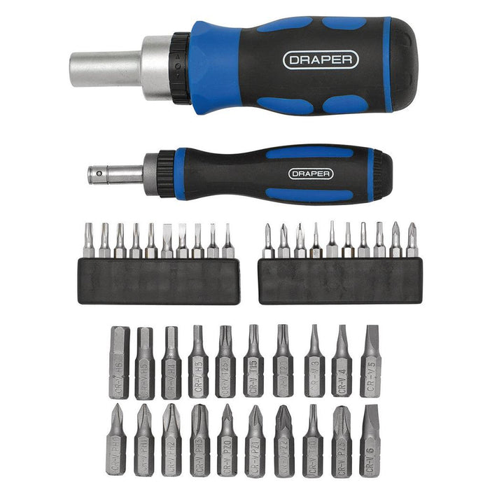 Draper Tools Ratchet Screwdriver & Bit Set, 42 Pce