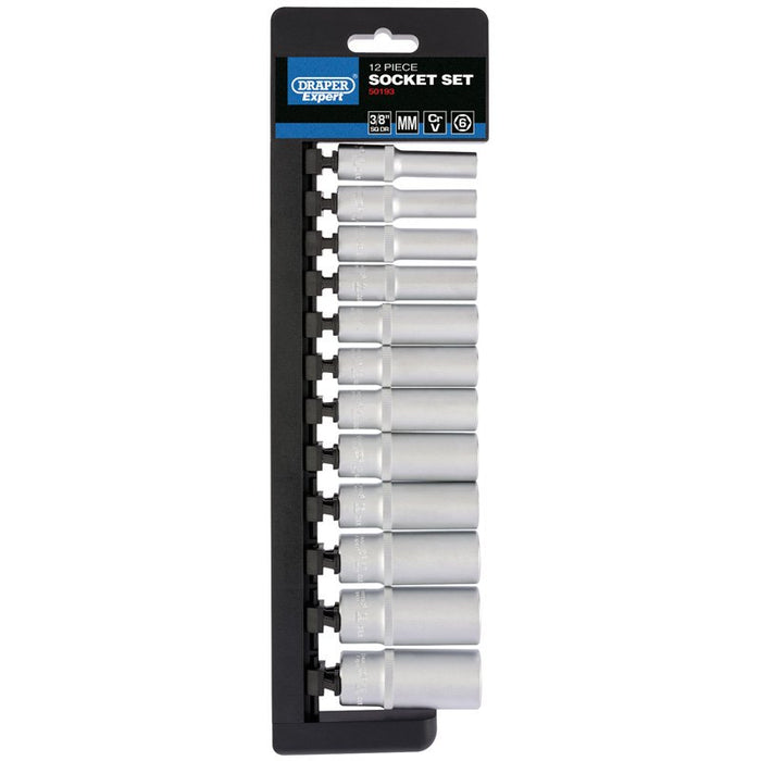 Draper Tools 3/8 Sq. Dr. Metric Deep Socket Set (12 Piece)