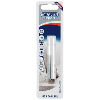 Draper Tools Expert 1.6mm HSS Twist Drill for 2 x 0.4 Taps