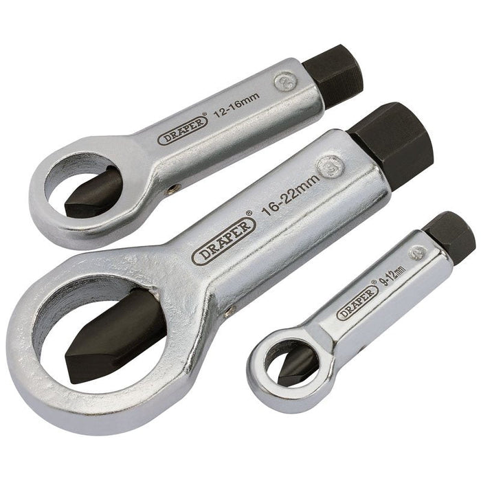 Draper Tools 9mm - 22mm Capacity Nut Splitter Set (3 Piece)
