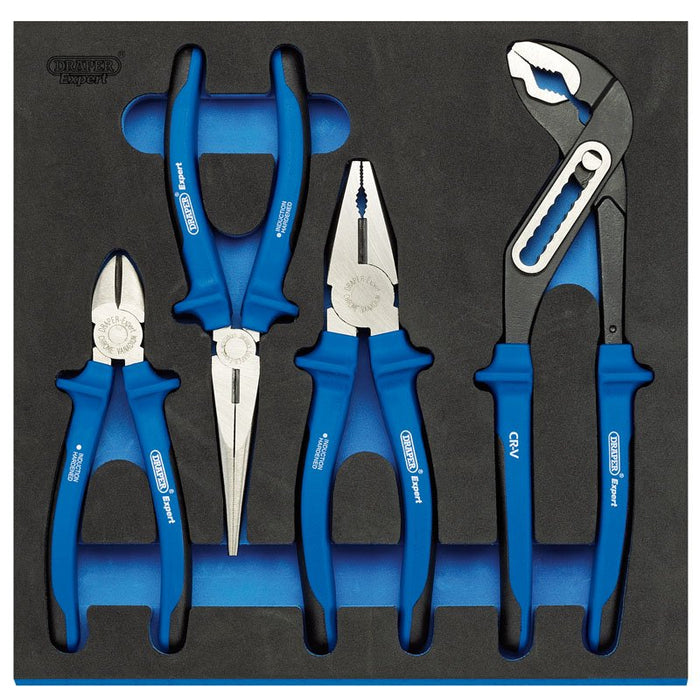 Draper Tools Heavy Duty Plier Set in 1/2 Drawer EVA Insert Tray (4 Piece)