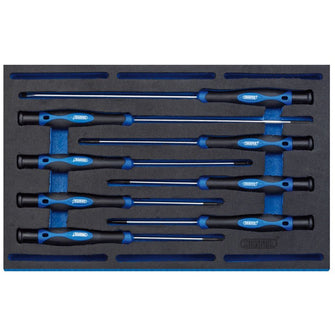 Draper Tools Extra Long Precision Screwdriver Set in 1/4 Drawer EVA Insert Tray (8 Piece)