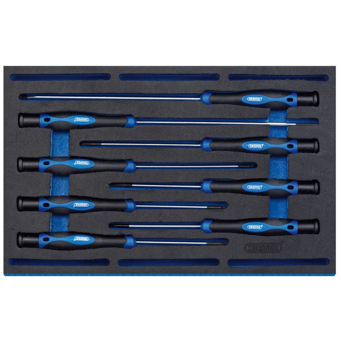Draper Tools Extra Long Precision Screwdriver Set in 1/4 Drawer EVA Insert Tray (8 Piece)