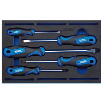 Draper Tools Soft Grip Screwdriver Set in 1/4 Drawer EVA Insert Tray (5 Piece)