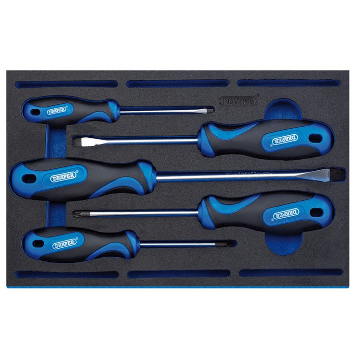 Draper Tools Soft Grip Screwdriver Set in 1/4 Drawer EVA Insert Tray (5 Piece)