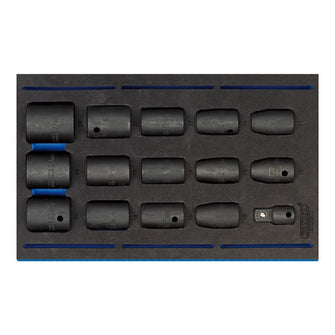 Draper Tools 1/2" Sq. Dr. Impact Socket Set in 1/4 Drawer EVA Insert Tray (15 Piece)