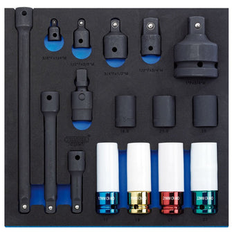 Draper Tools 1/2" Sq. Dr. Impact Socket Set in 1/2 Drawer EVA Insert Tray (16 Piece)