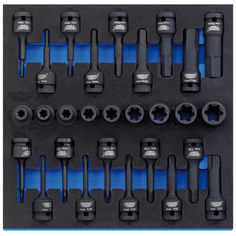 Draper Tools 1/2" Sq. Dr. Impact TX-STAR® and Hex Socket Set in 1/2 Drawer EVA Insert Tray (28 Piece)