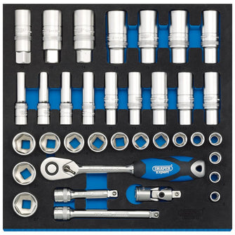 Draper Tools 3/8 Socket Set in 1/2 Drawer EVA Insert Tray (35 Piece)