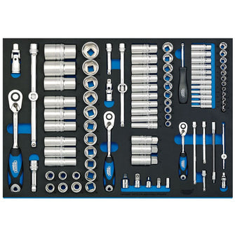 Draper Tools 1/4", 3/8", and 1/2" Socket Set in Full Plus Drawer EVA Insert Tray (96 Piece)