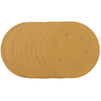 Draper Gold Sanding Discs with Hook & Loop 150mm 240 Grit 6 Dust Extraction Holes 10 Pack 64257