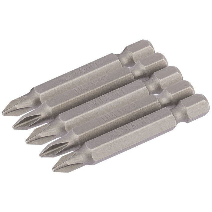 Draper Tools No.1 1/4 Hex. Cross Slot Insert Bit 50mm Long x 5