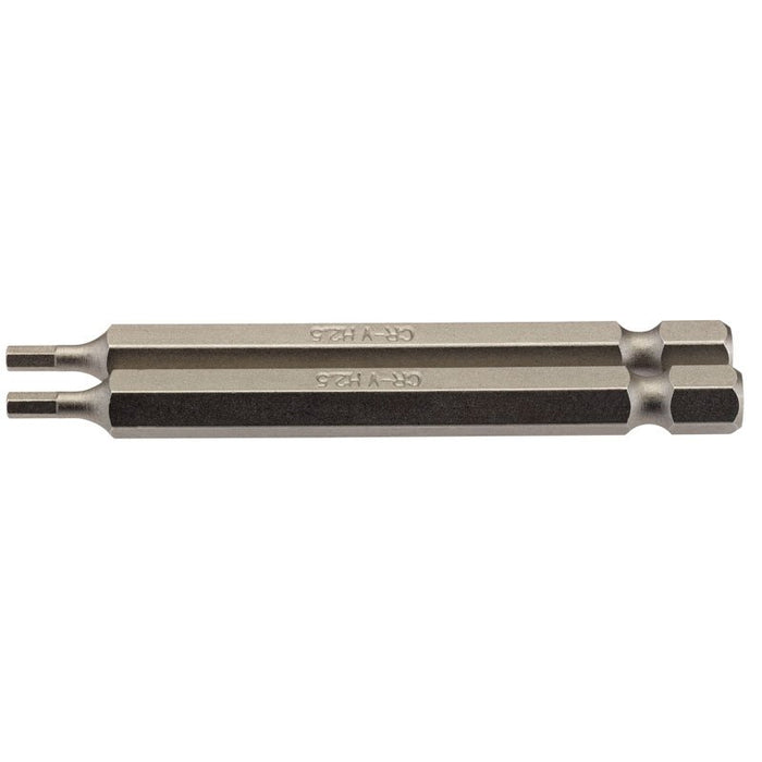 Draper Tools 2.5mm 1/4 Hex. Hexagonal Insert Bit 75mm Long x 2