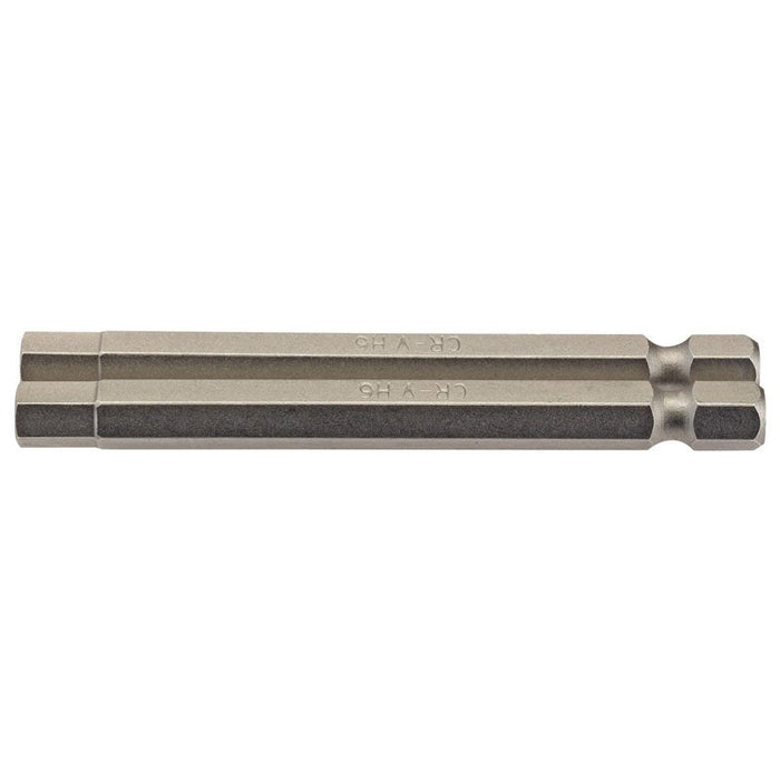 Draper Tools 6mm 1/4 Hex. Hexagonal Insert Bit 75mm Long x 2