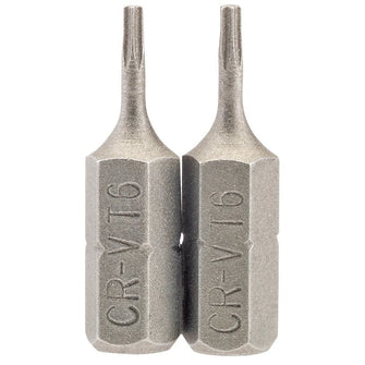 Draper Tools T6 1/4 Hex. Draper TX-STAR® Insert Bit 25mm Long x 2