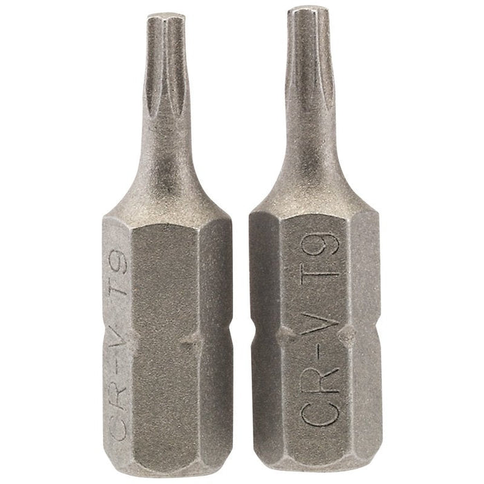 Draper Tools T9 1/4 Hex. Draper TX-STAR® Insert Bit 25mm Long x 2