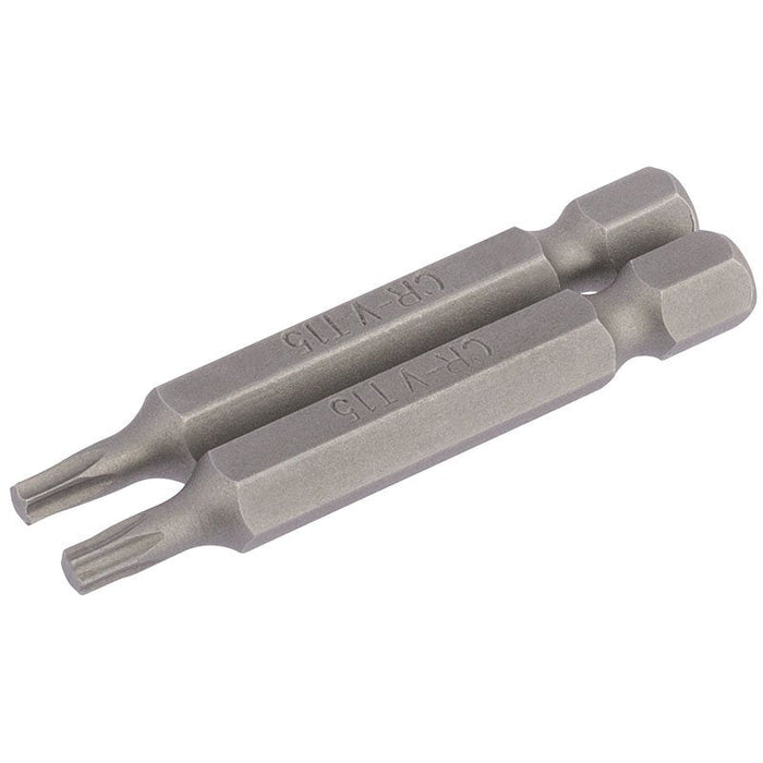 Draper Tools T15 1/4 Hex. Draper TX-STAR® Insert Bit 50mm Long x 2