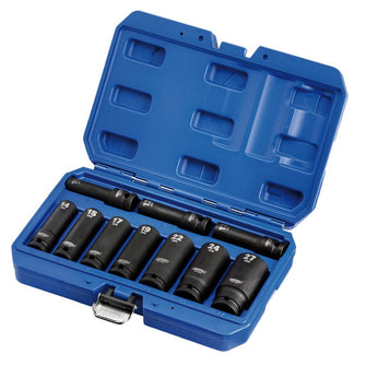Draper Tools 1/2" Sq. Dr. Metric Deep Impact Socket Set, 10 Pce