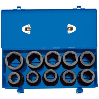 Draper Tools 1 Sq. Dr. Combined MM/AF Deep Impact Socket Set in Metal Case (10 Piece)