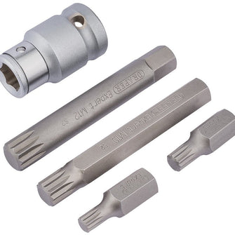 Draper Tools 1/2 Square Drive Spline Bit Set (5 Piece)