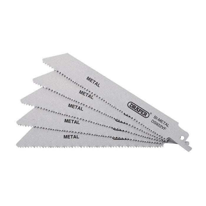 Draper Tools Bi-Metal Reciprocating Saw Blades for Metal, 150mm 10-14tpi, 5pk