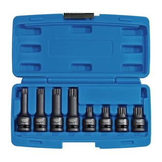 Draper Tools 1/2" Sq. Dr. Tamper Proof Impact Spline Set, 8 Pce