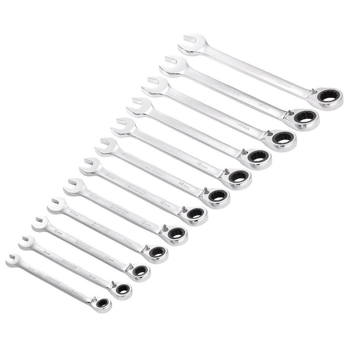 Draper Hi-Torq Metric Reversible Ratchet Combination Spanner Set, 12 Pce
